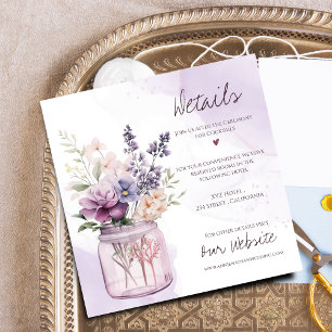 Rustic Purple Flowers In Mason Jar Wedding Details Enclosure Card