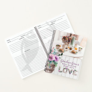 Rustic Purple Flowers Recipe Book for Grandmother