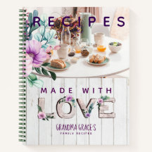 Rustic Purple Flowers Recipe Book for Grandmother