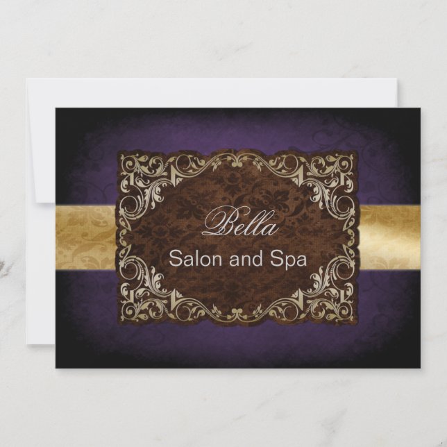 rustic purple gold Business Thank You Cards (Front)