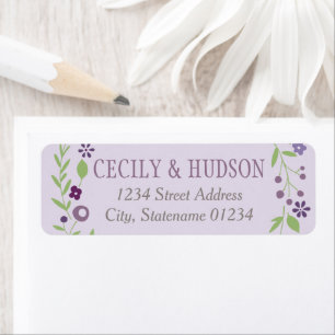 Rustic Purple Green Floral Wedding Return Address Label