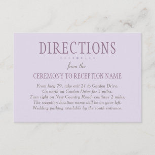 Rustic Purple Green Wedding Directions Enclosure Card