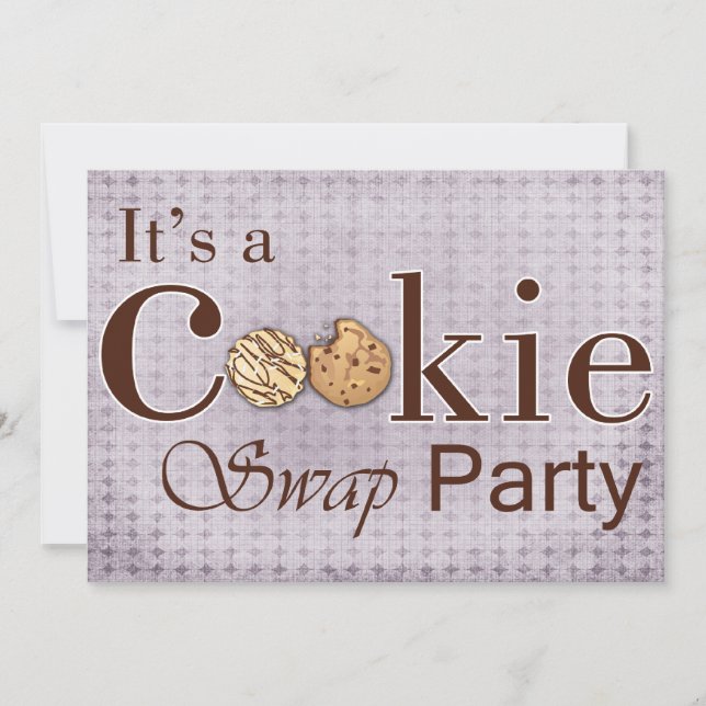 rustic purple Holiday Cookie swap party invitation (Front)