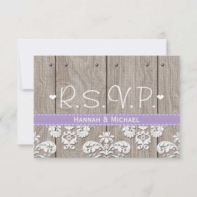 Rustic Purple Hydrangea Wedding RSVP Response Card (Front)