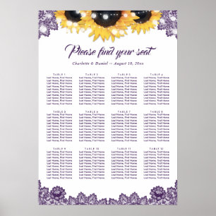 Rustic Purple Lace Sunflower Seating Chart 12
