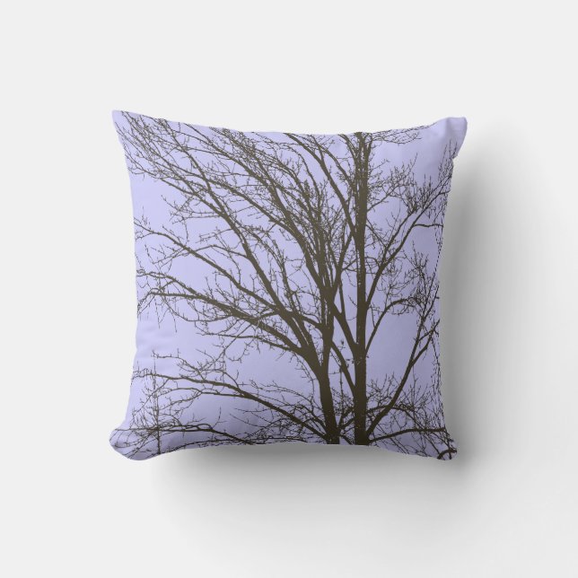 Rustic Purple Lavender Brown Tree Branches Cushion (Front)