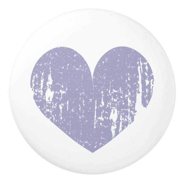Rustic purple love heart door or drawer pull knobs (Front)
