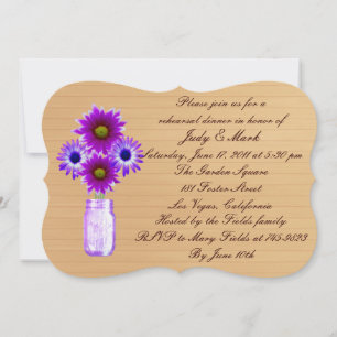 Rustic Purple Mason Jar Rehearsal Dinner Invite