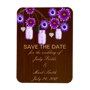 Rustic Purple Mason Jars Save The Date Magnet