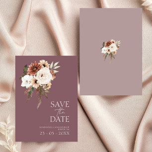 Rustic Purple Peach Floral Wedding Save the Date