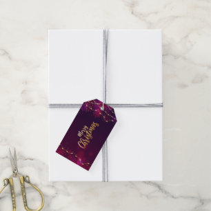 Rustic Purple Pink gold Neon Merry Christmas Gift  Tags