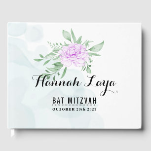 Rustic Purple Rose Eucalyptus Bat Mitzvah Guest Bo Book