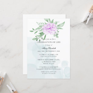 Rustic Purple Rose Leaves Celebration Of Life Invitation