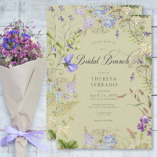 Rustic Purple Sage Wildflower Sage Bridal Brunch Invitation