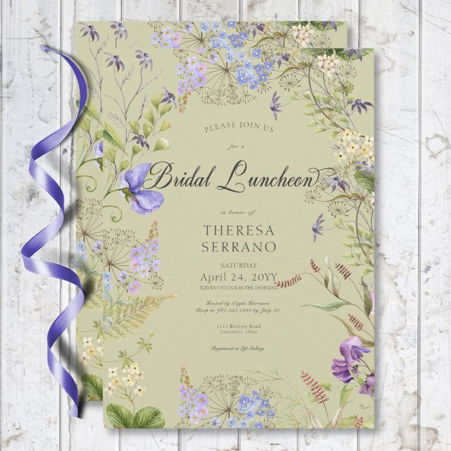 Rustic Purple Sage Wildflower Sage Bridal Luncheon Invitation (Rustic Purple Sage Wildflower Sage Bridal Luncheon Invitation)