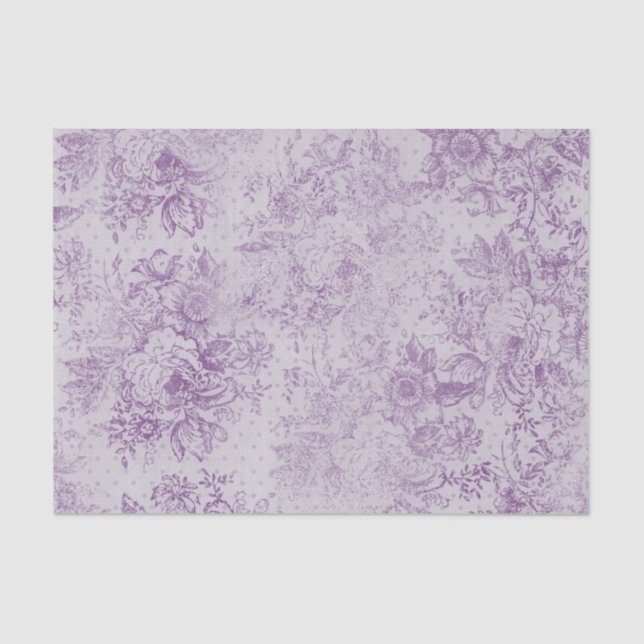 rustic purple, shabby chic,pale lavender florals, tissue paper (Front)