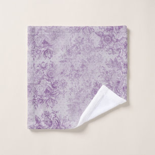 rustic purple, shabby chic,pale lavender florals, wash cloth