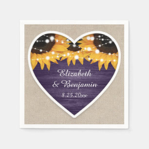 Rustic Purple Sunflower Wedding Napkin