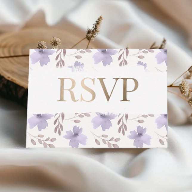 Rustic Purple Watercolor Floral Wedding RSVP (Creator Uploaded)