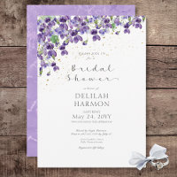 Rustic Purple Watercolor Violets Bridal Shower