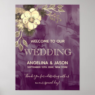 Rustic Purple Welcome Wedding Poster