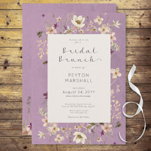 Rustic Purple Wildflower Frame Bridal Brunch Invitation