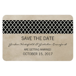 Rustic Quatrefoil Save the Date Magnet, Ebony Magnet