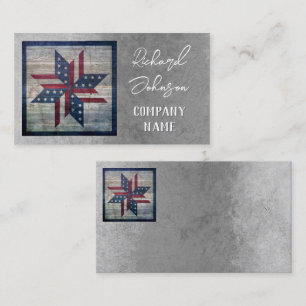 rustic quilt block star pattern Stars and Stripes Business Card