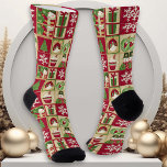 Rustic Quilt look Christmas holiday Socks<br><div class="desc">This design may be personalised by choosing the Edit Design option. You may also transfer onto other items. Contact me at colorflowcreations@gmail.com or use the chat option at the top of the page if you wish to have this design on another product or need assistance with this design. See more...</div>