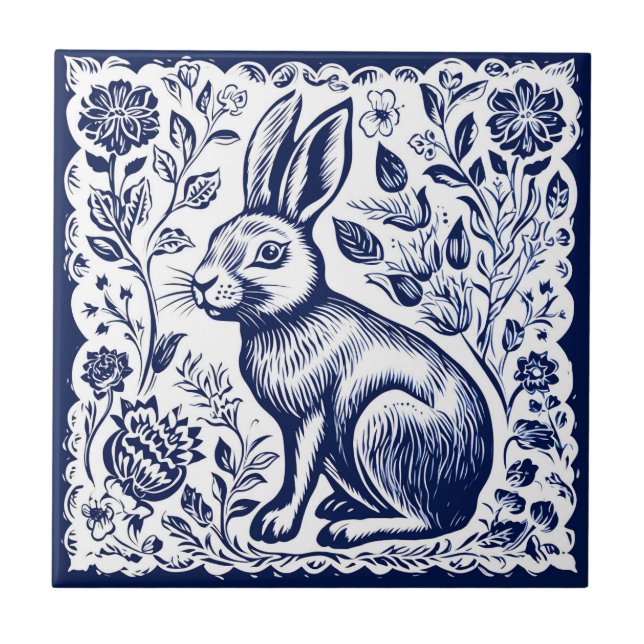 Rustic Rabbit Ceramic Ceramic Tile (Front)