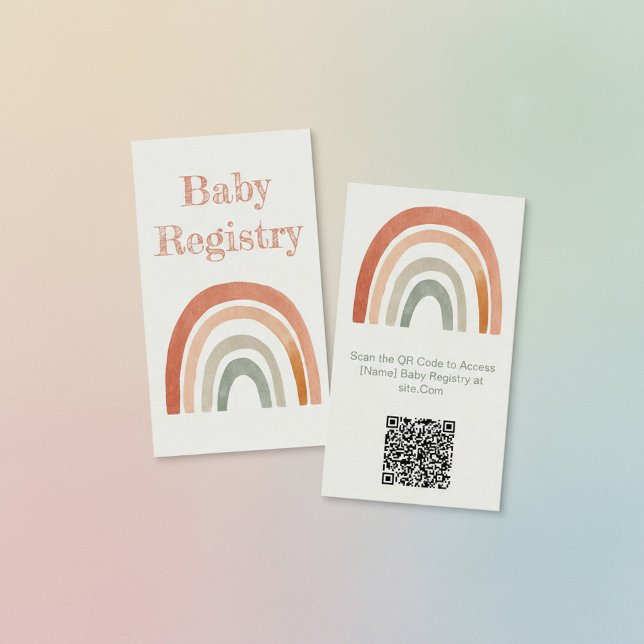 Rustic rainbow baby shower QR Code Registry Card (Rustic rainbow baby shower QR Code Registry Card.)