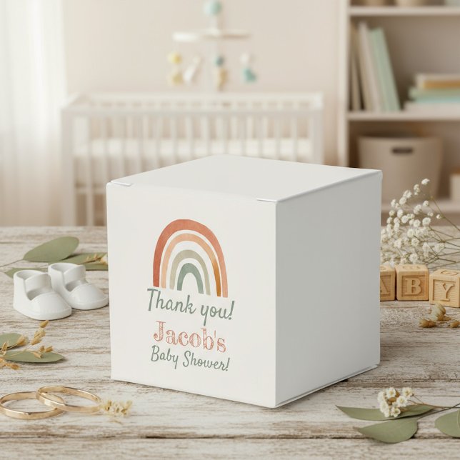 Rustic rainbow baby shower thank you favour box (Rustic rainbow baby shower thank you favor boxes.)