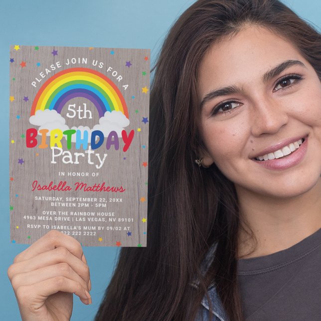 Rustic Rainbow Birthday | Colourful Invitation (Creator Uploaded)
