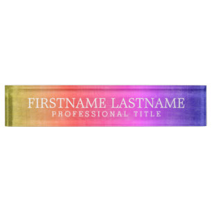 Rustic Rainbow Colourful Name & Professional Title Nameplate
