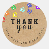 Rustic - Rainbow Dog Paw Custom Thank You Stickers