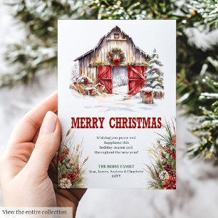 Rustic ranch Christmas greeting card editable