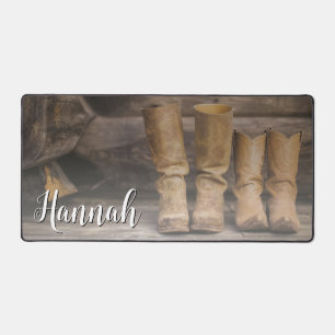 Rustic Ranch Cowboy Boots for Two Monogram Desk Mat