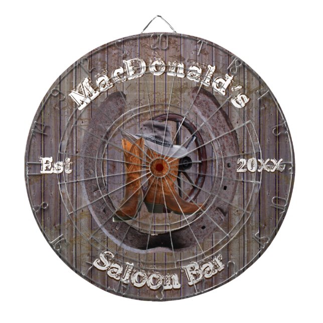 Rustic ranch themed saloon bar dart board (Front)