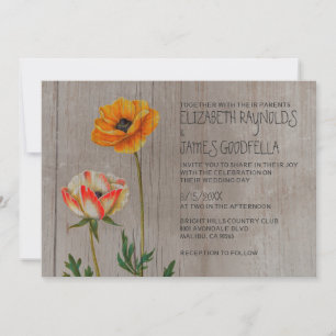 Rustic Ranunculus Wedding Invitations