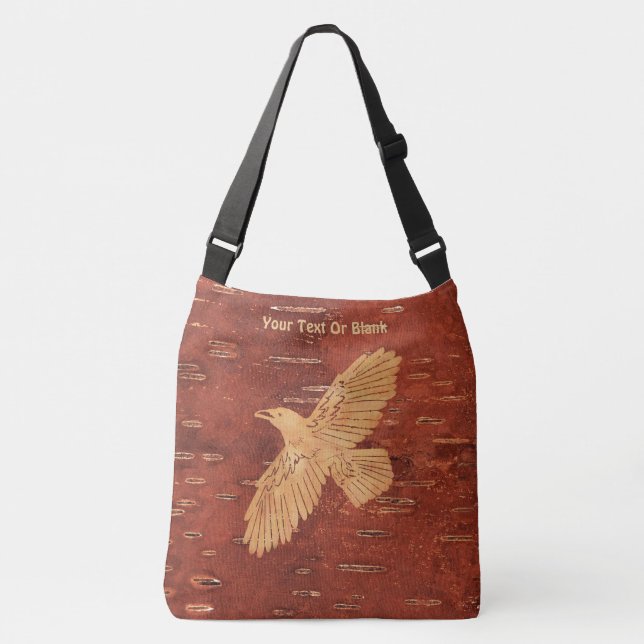 Rustic Raven On Inner Birch Bark Crossbody Bag (Front)