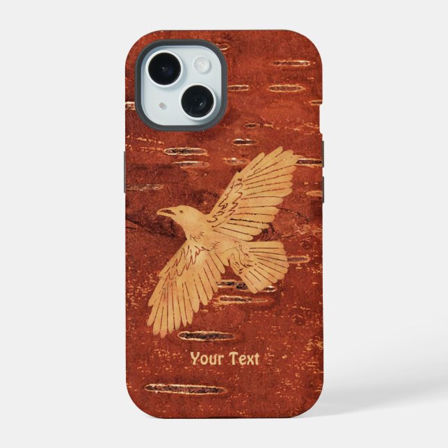Rustic Raven On Inner Birch Bark OtterBox iPhone C 15 Case (Back)
