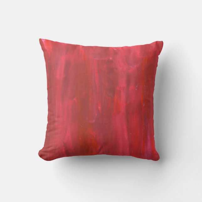 Rustic Red Abstract Watercolor Painting Cushion (Front)