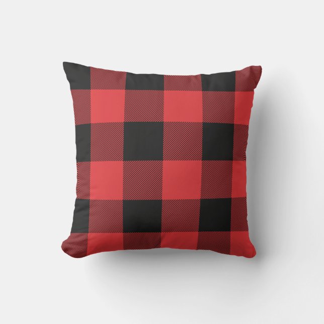 Rustic Red and Black Buffalo Check Plaid Cushion (Front)