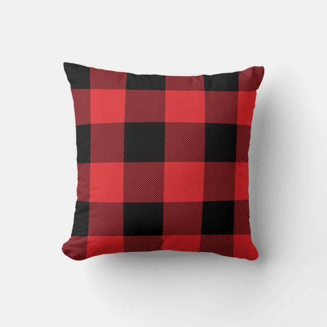 Rustic Red and Black Buffalo Check Plaid Cushion (Front)