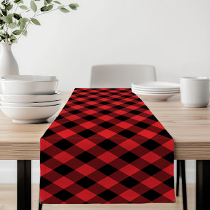 Rustic Red and Black Buffalo Plaid Short Table Runner