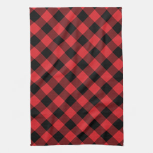 Rustic Red and Black Buffalo Plaid Tea Towel