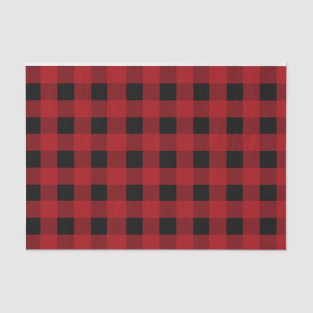 Rustic Red and Black Buffalo Plaid  Tissue Paper (Front)