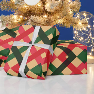 Rustic Red and Green Tartan Plaid Holiday Wrapping Wrapping Paper