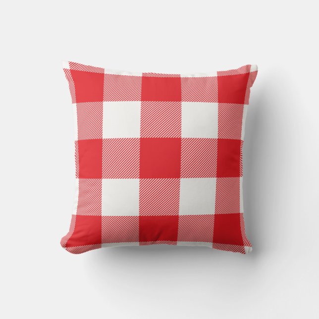 Rustic Red and White Buffalo Check Pattern Cushion (Front)