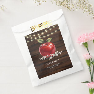 Rustic Red Apple Floral Baby Shower Favour Bag